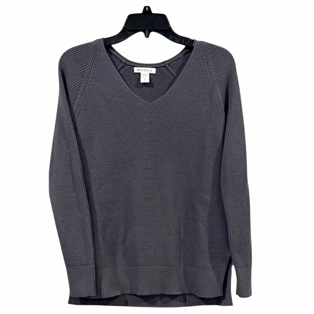 Women’s Athleta Hanover Merino Wool Blend Refined V-Neck Plum Sweater: Size XS